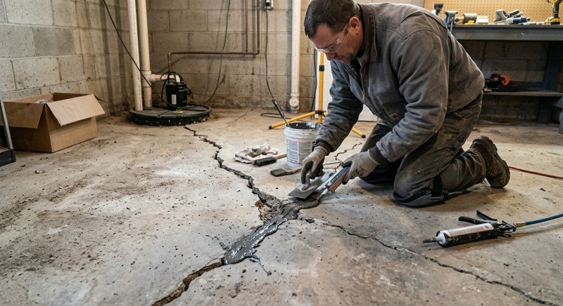 Cracked Basement Floor Repair in Newport, RI