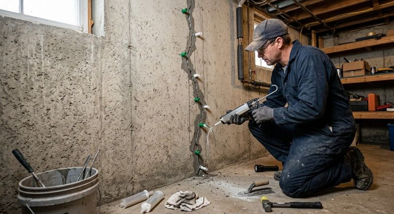 Cracked Basement Floor Repair in Newport, RI